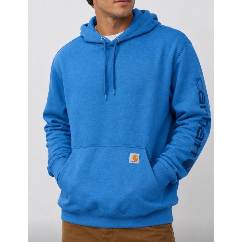 Carhartt Mens K288 Loose Fit Midweight Logo Hoodie Blue Size 2XL NWT